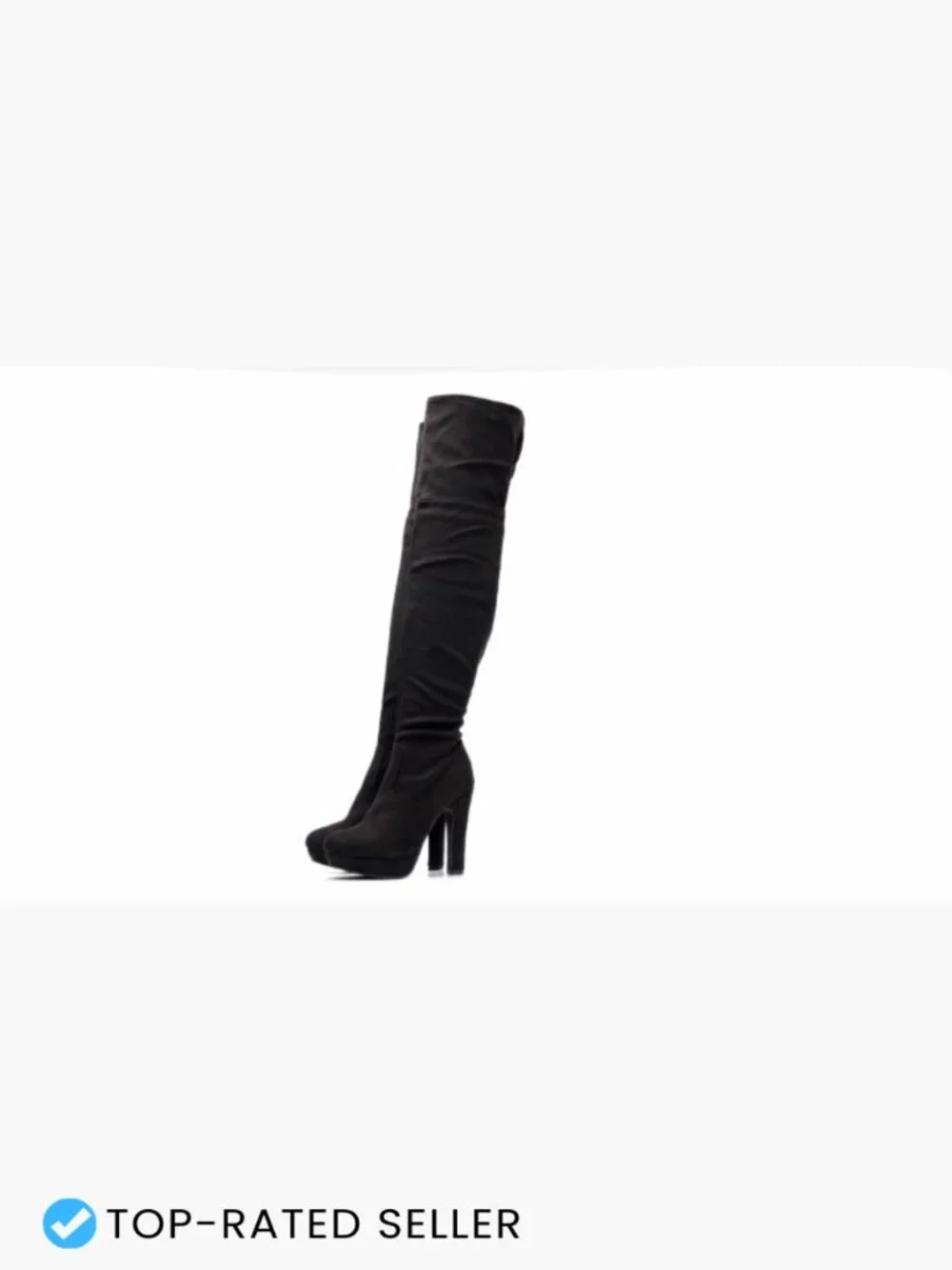 Chunky High Heel Over The Knee Boots Platform Stretch Suede Block Y2K